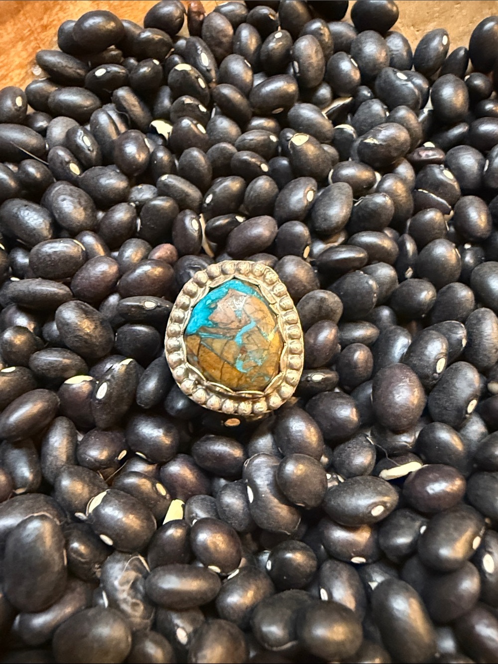 Turquoise and Brown Stone Statement Ring - Women Jewelry
